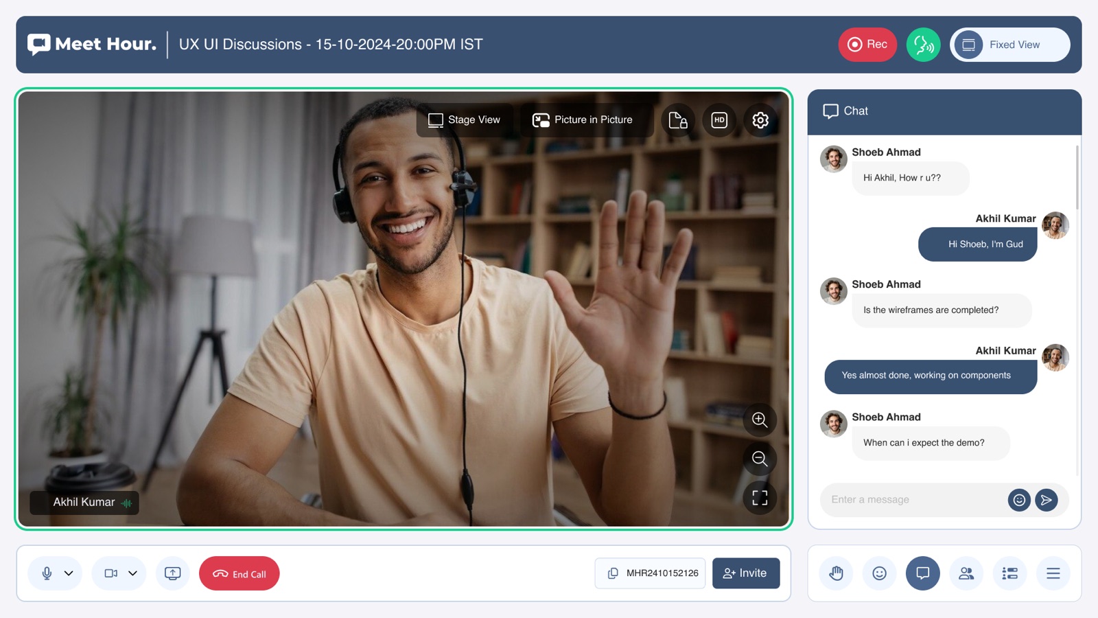 In-call chat panel